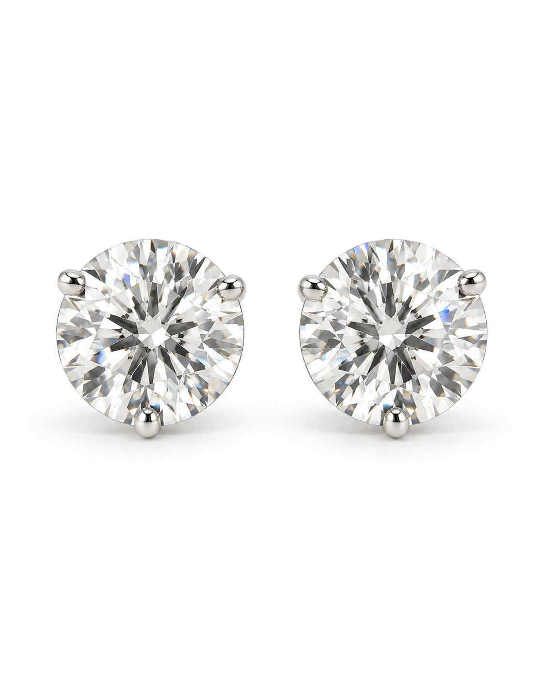 Gold Lab-Grown 4.09cts Round Diamond Stud Earrings