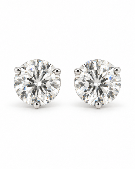 Gold Lab-Grown 4.09cts Round Diamond Stud Earrings