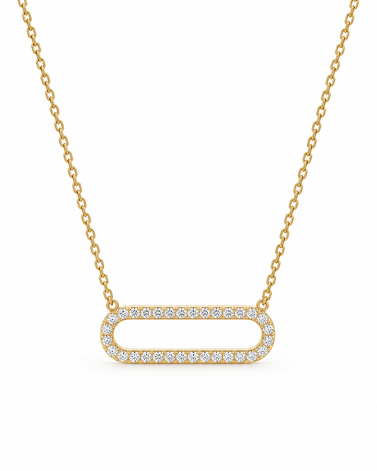 Gold Diamond Paperclip Necklace