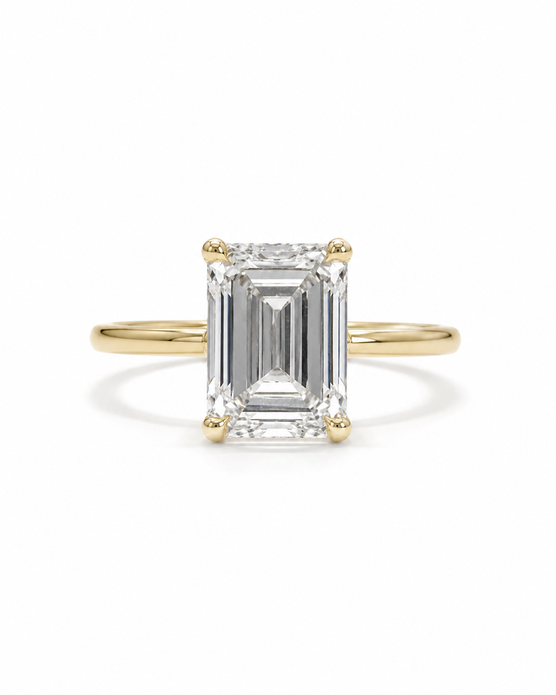 Gold 3ct Lab-Grown Emerald-Cut Engagement Ring