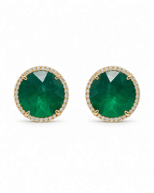 Gold Audry Emerald Stud Earrings