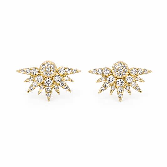 Gold Starburst Diamond Earrings