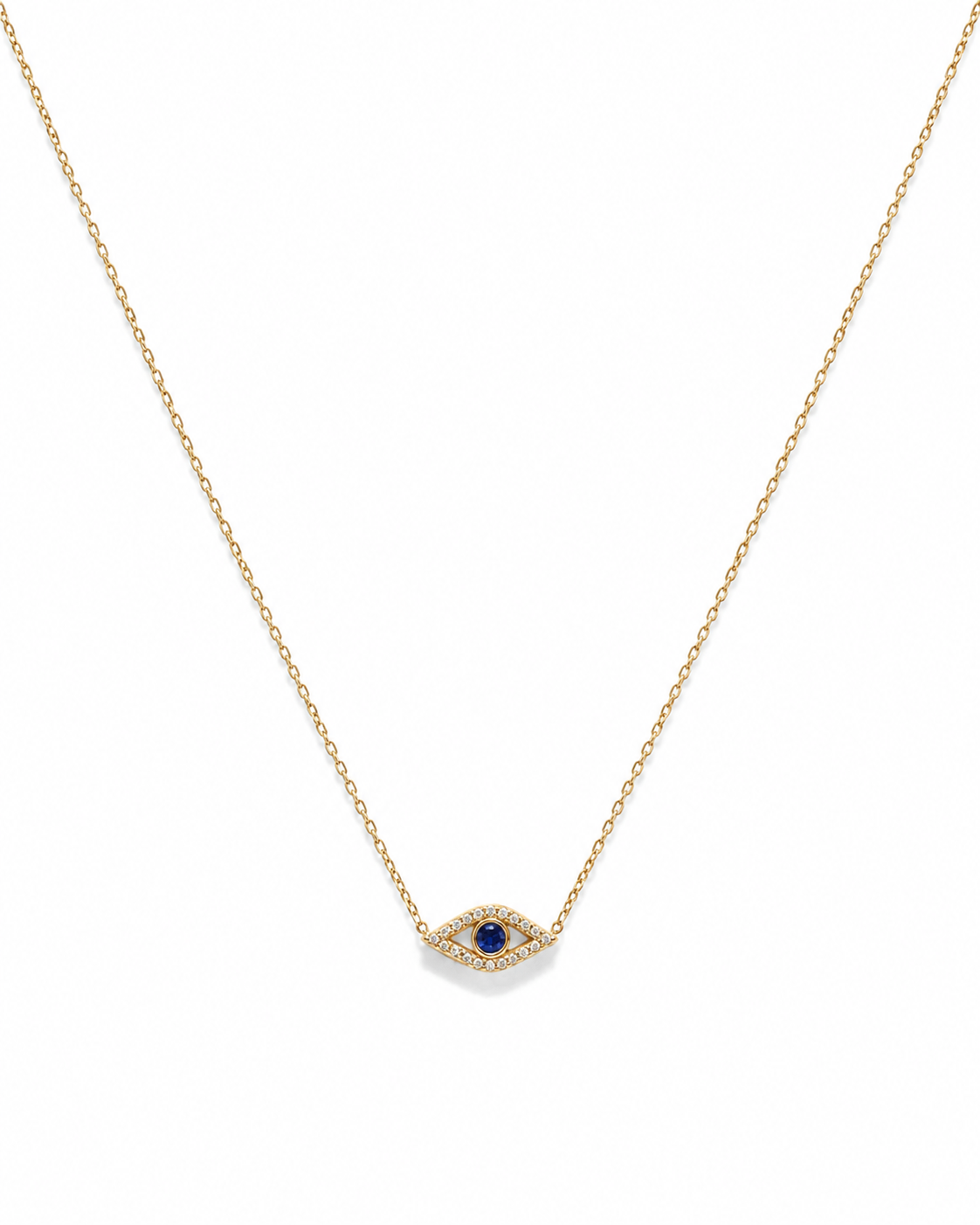 Gold Sapphire and Diamond Evil Eye Necklace