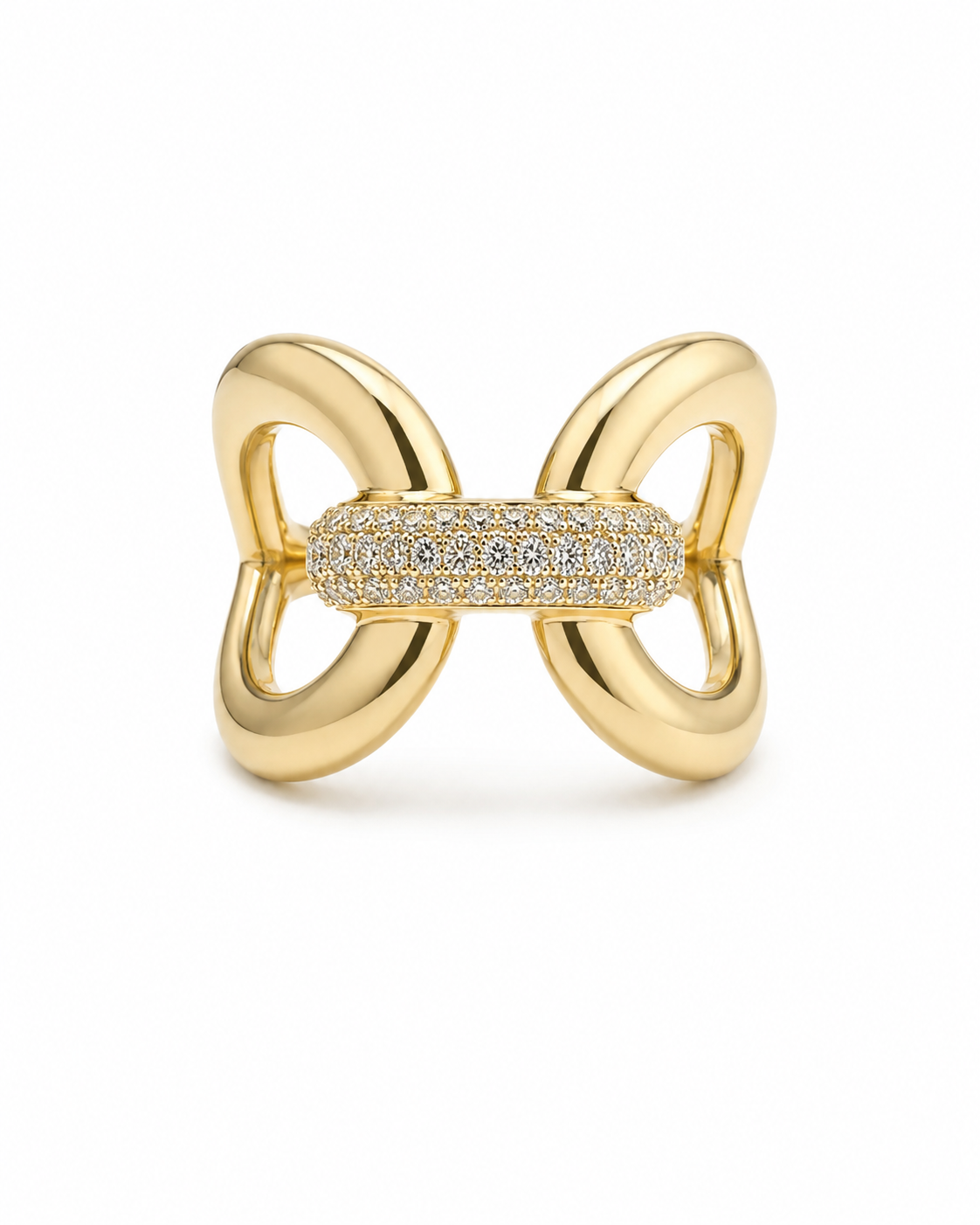 Gold Sculptural Diamond Link Ring