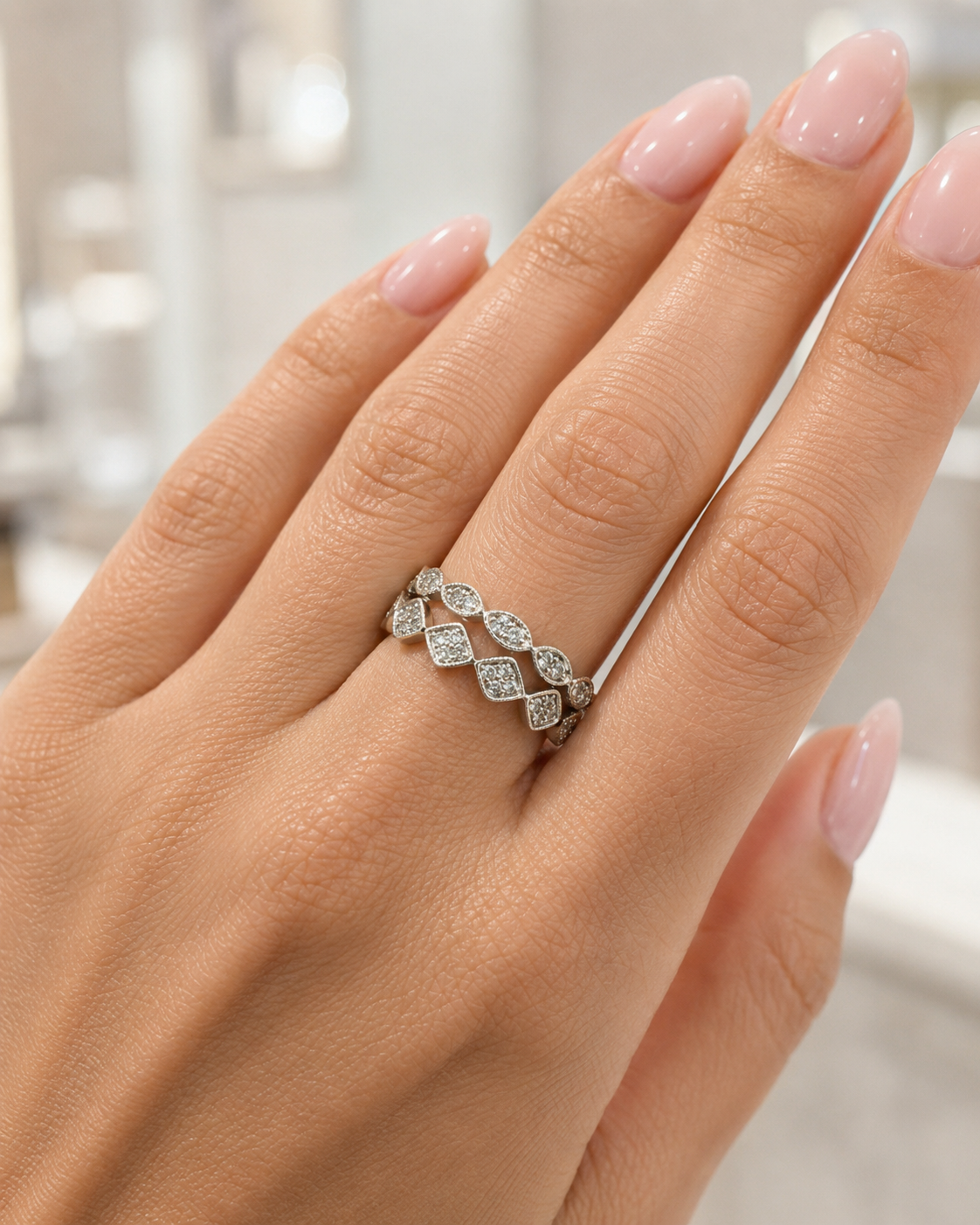 Gold Marquise Diamond Stacking Ring