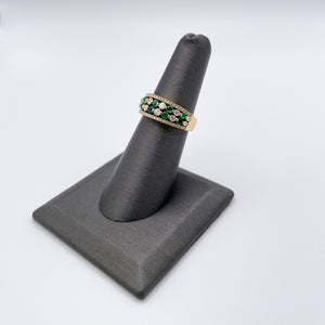 Gold Diamond & Emerald Band Ring