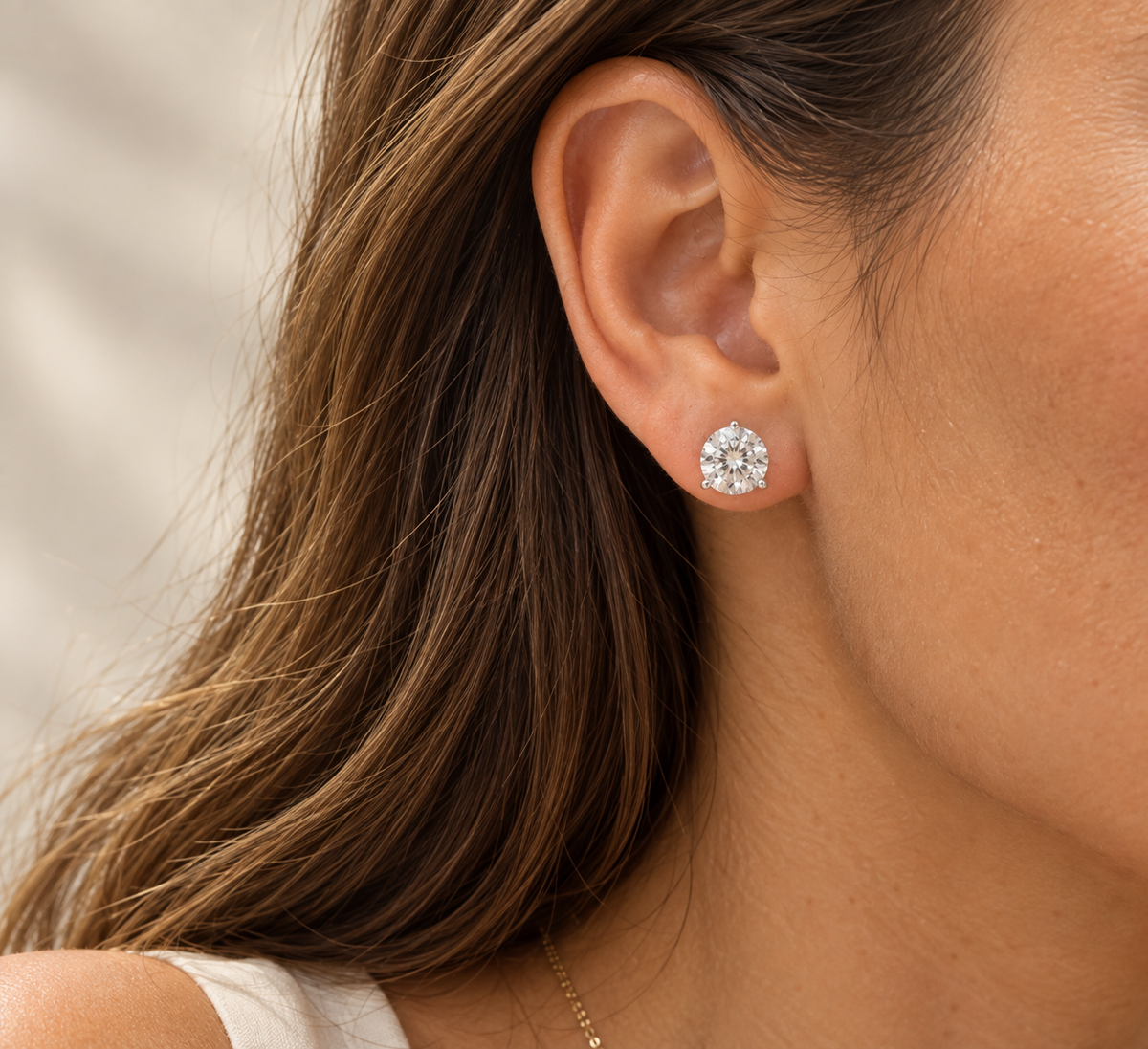 Gold Lab-Grown 4.09cts Round Diamond Stud Earrings