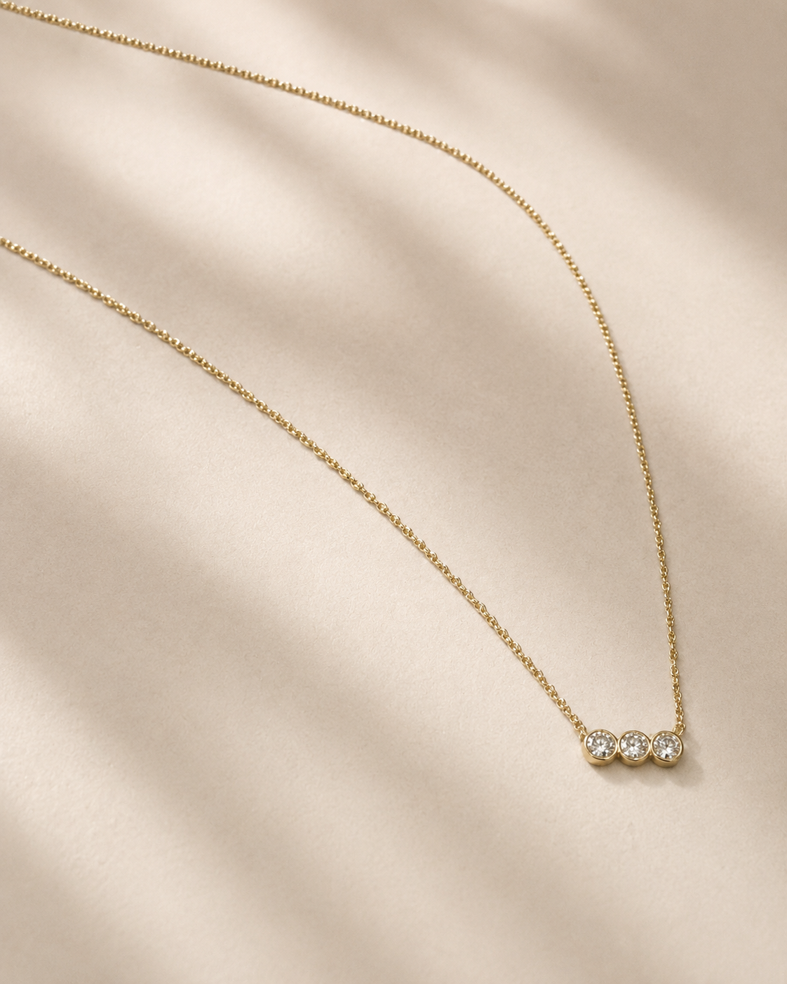 Gold and Diamond Halo Row Necklace