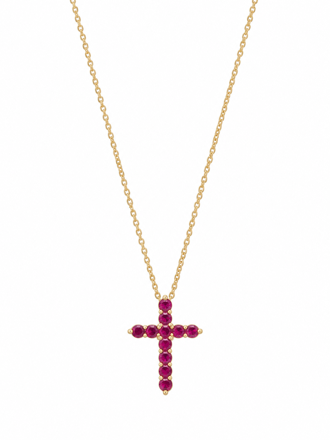 Gold and Ruby Cross Necklace