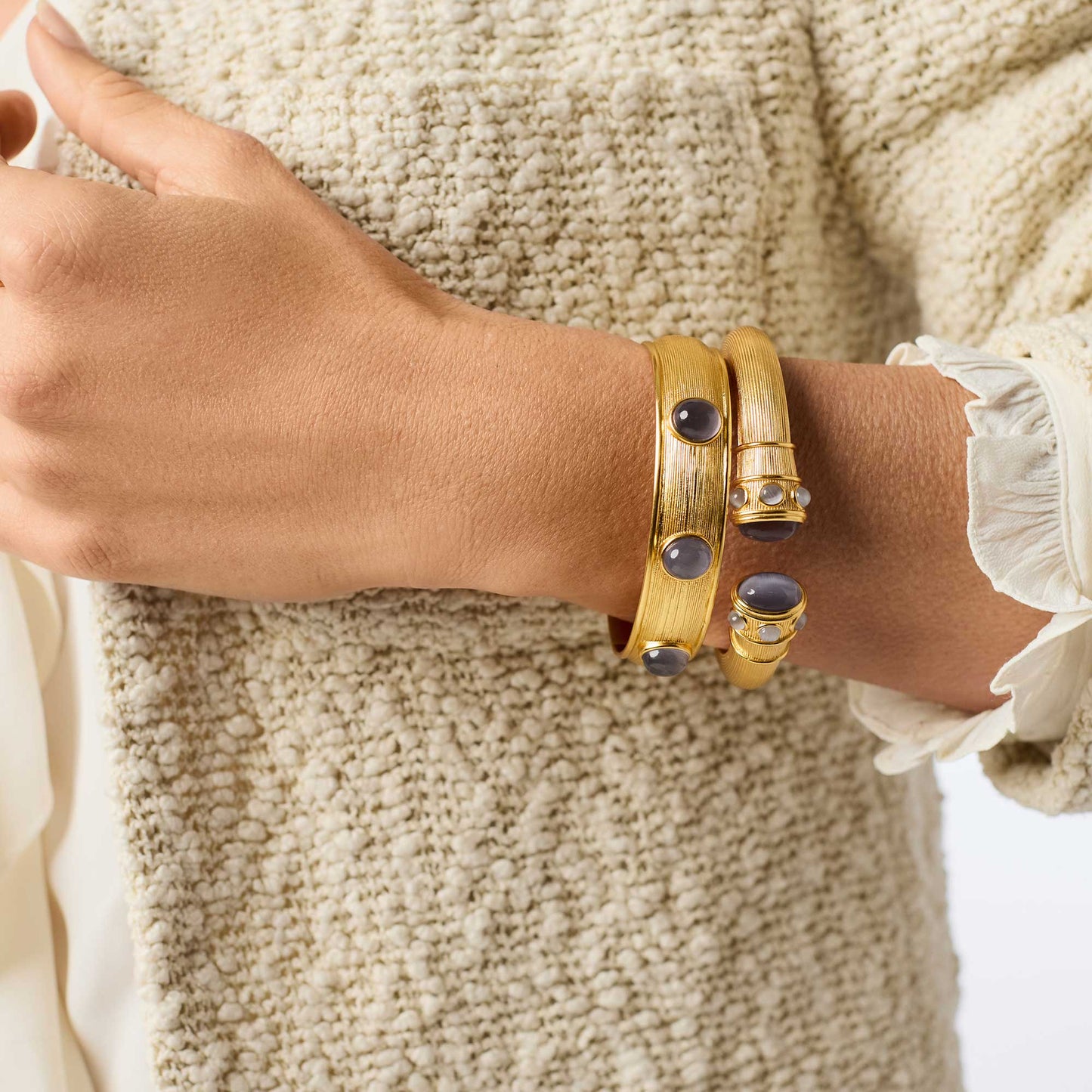 Julie Vos Cobblestone Stone Hinge Bangle Bracelet