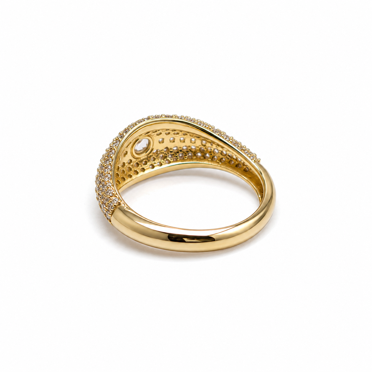 Gold Signet Pavé Pinky Ring
