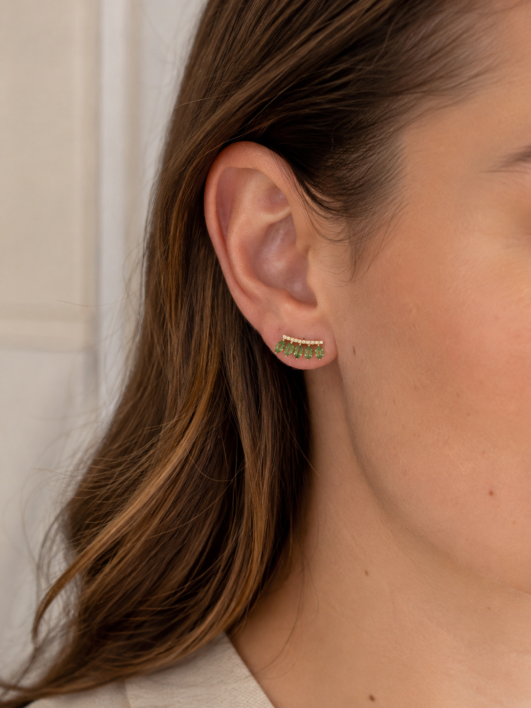 Gold Sway Gem Earrings