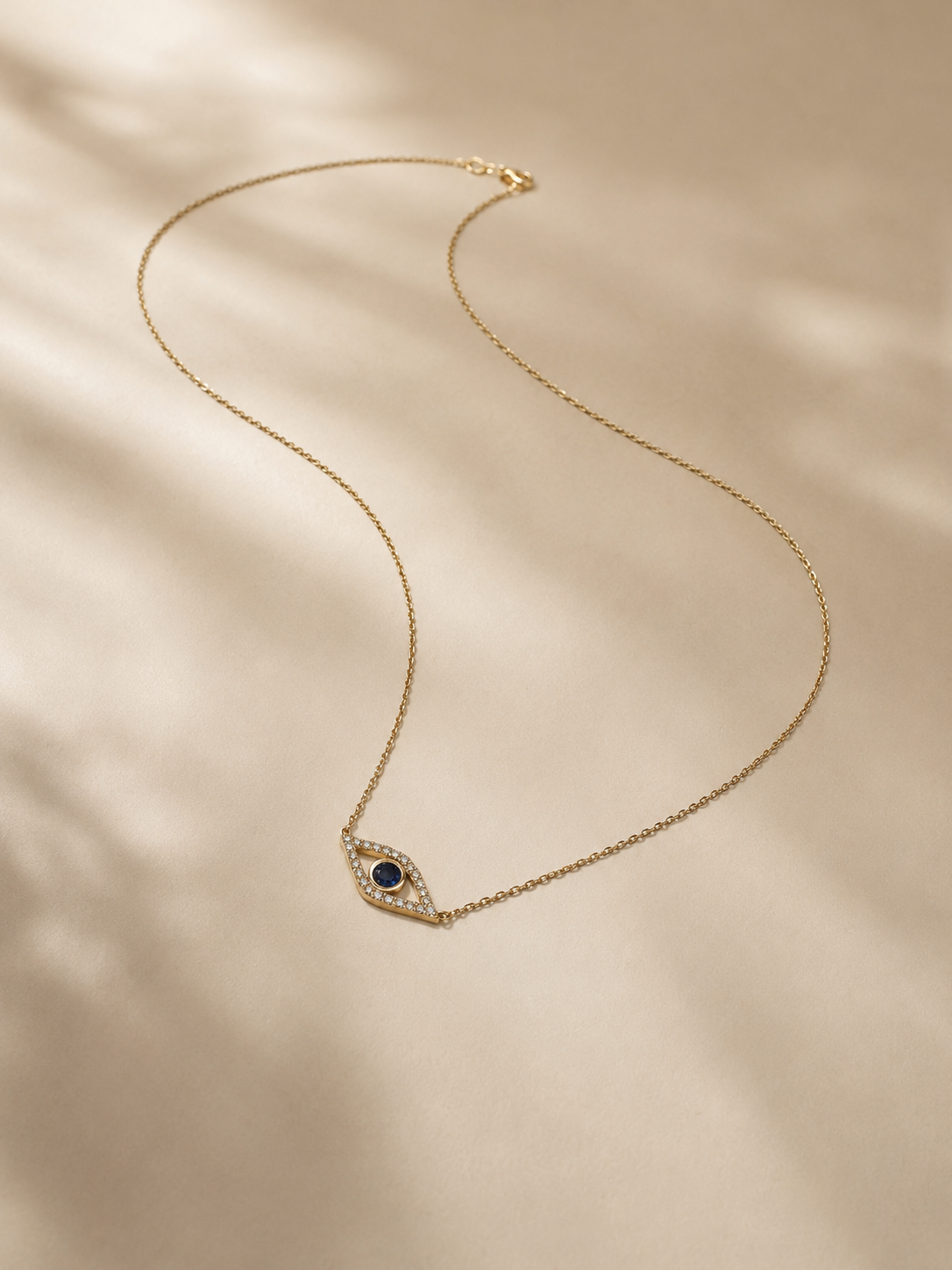 Gold Sapphire and Diamond Evil Eye Necklace