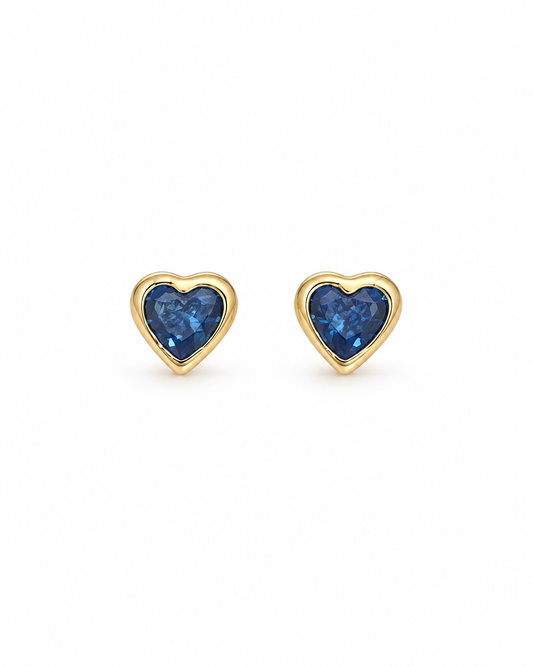 Gold Cz Heart Baby Earrings