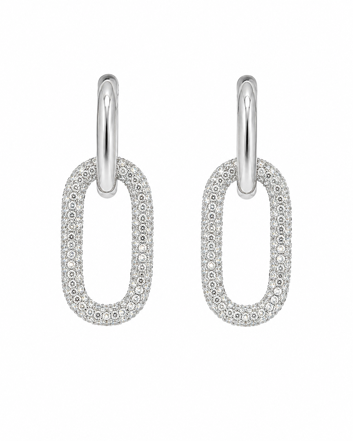 Silma U link Pave Earrings