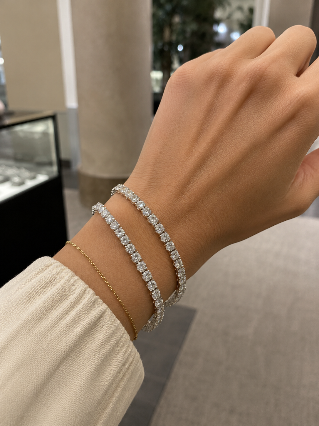 Gold Lab-Grown 7cts Diamond White Tennis Bracelet