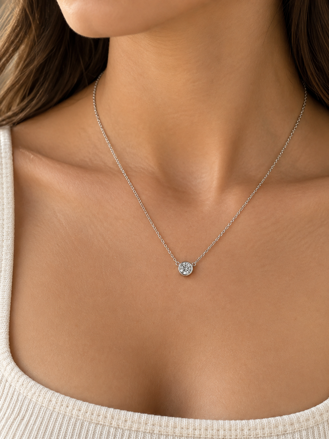 Gold .39ct Bezel Solitaire Diamond Necklace