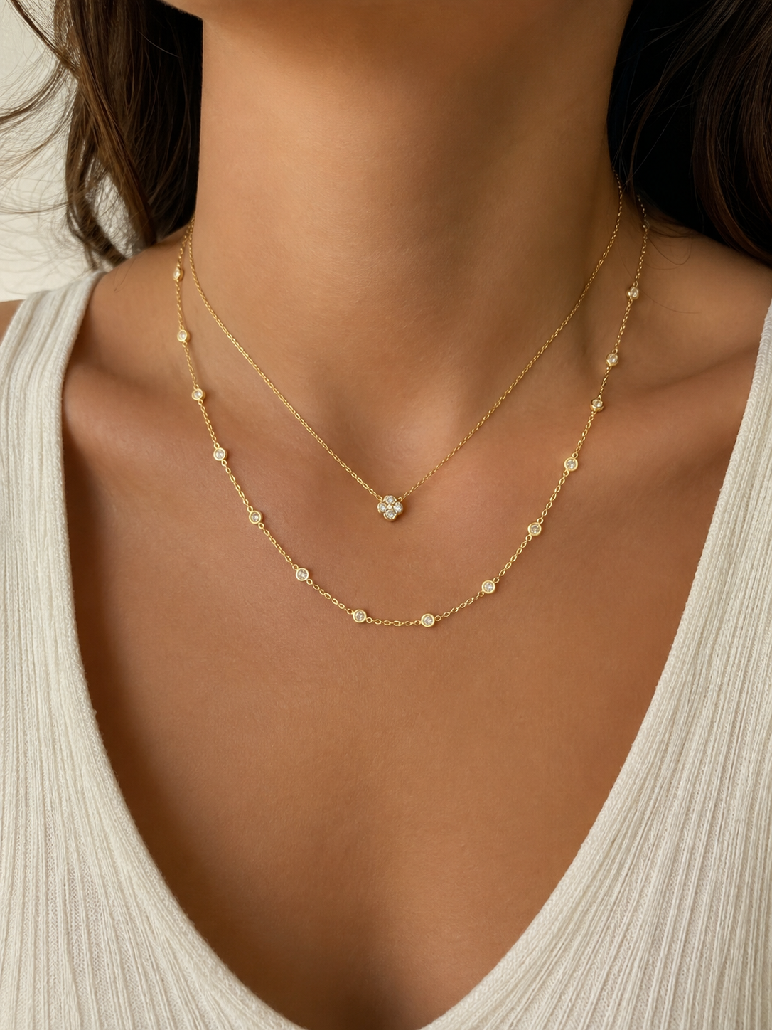 Gold 1CT Diamond By The Yard Necklace