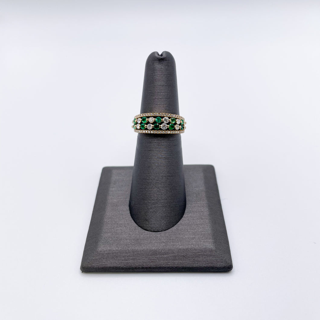 Gold Diamond & Emerald Band Ring