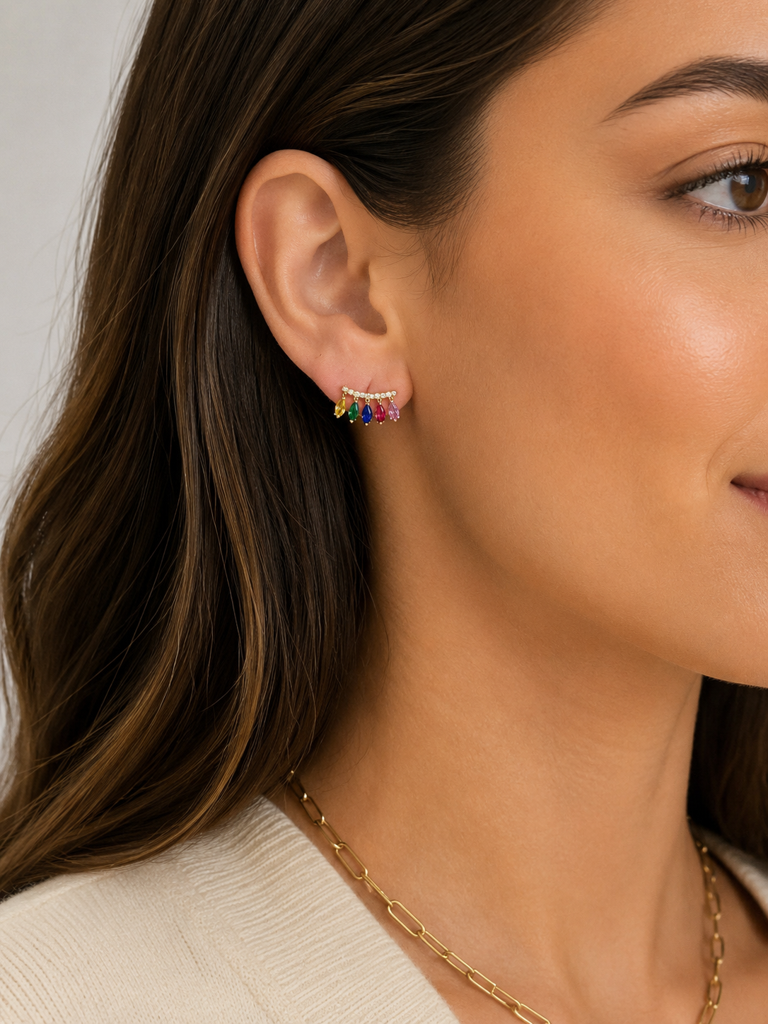 Gold Sway Gem Earrings