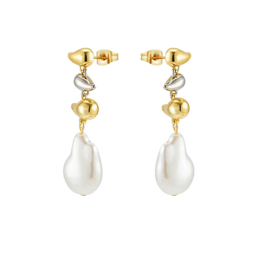 Sahira River Two Tone Pearl Earrings