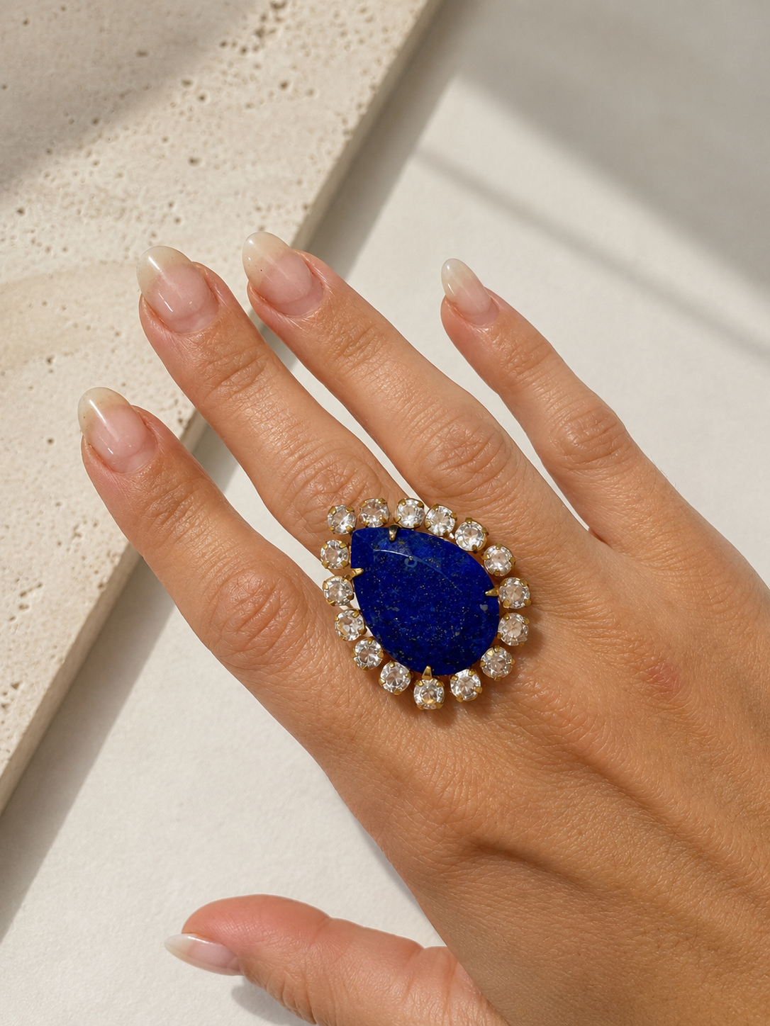 Bounkit Clear Quartz & Lapis ring