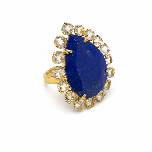 Bounkit Clear Quartz & Lapis ring