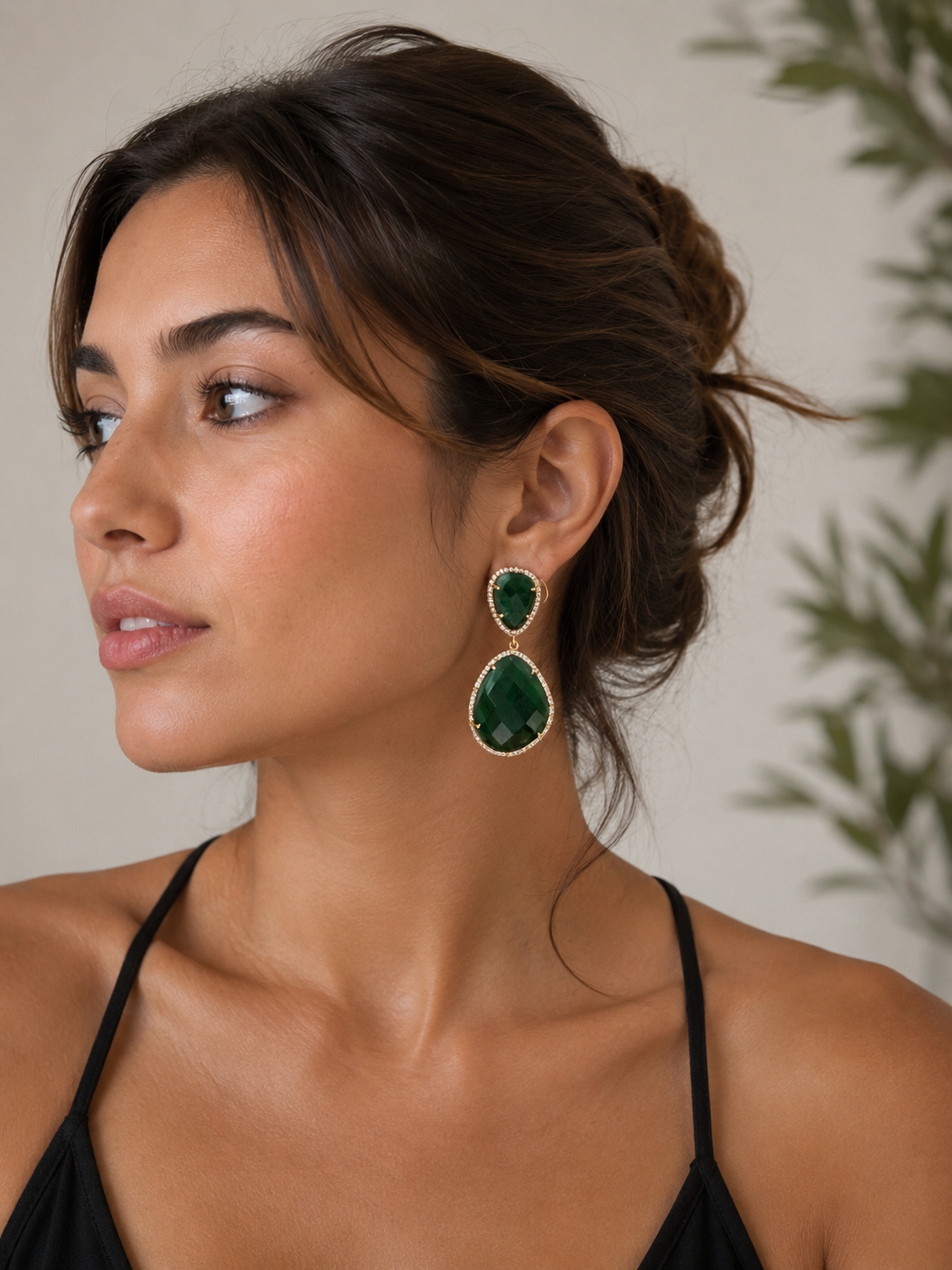Susan Hanover Emerald Free Forn Earrings