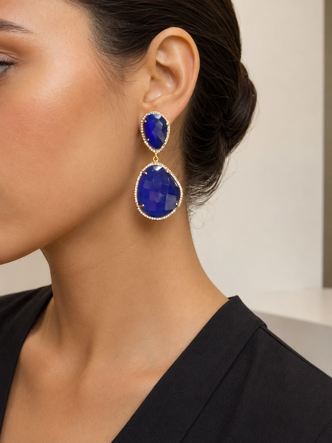 Susan Hanover Midnight Blue Free Form Earrings