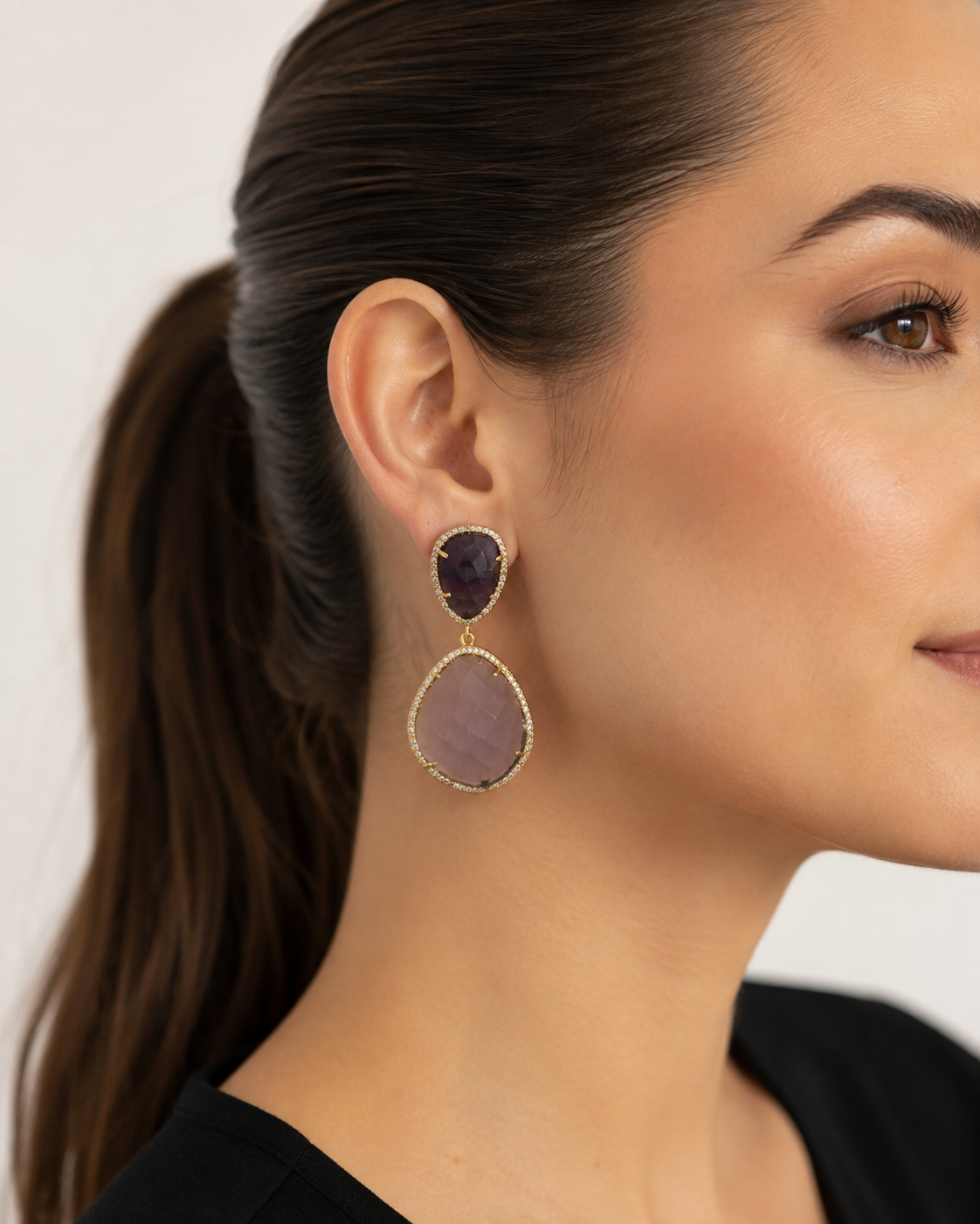 Susan Hanover Amethyst Free Form Earrings