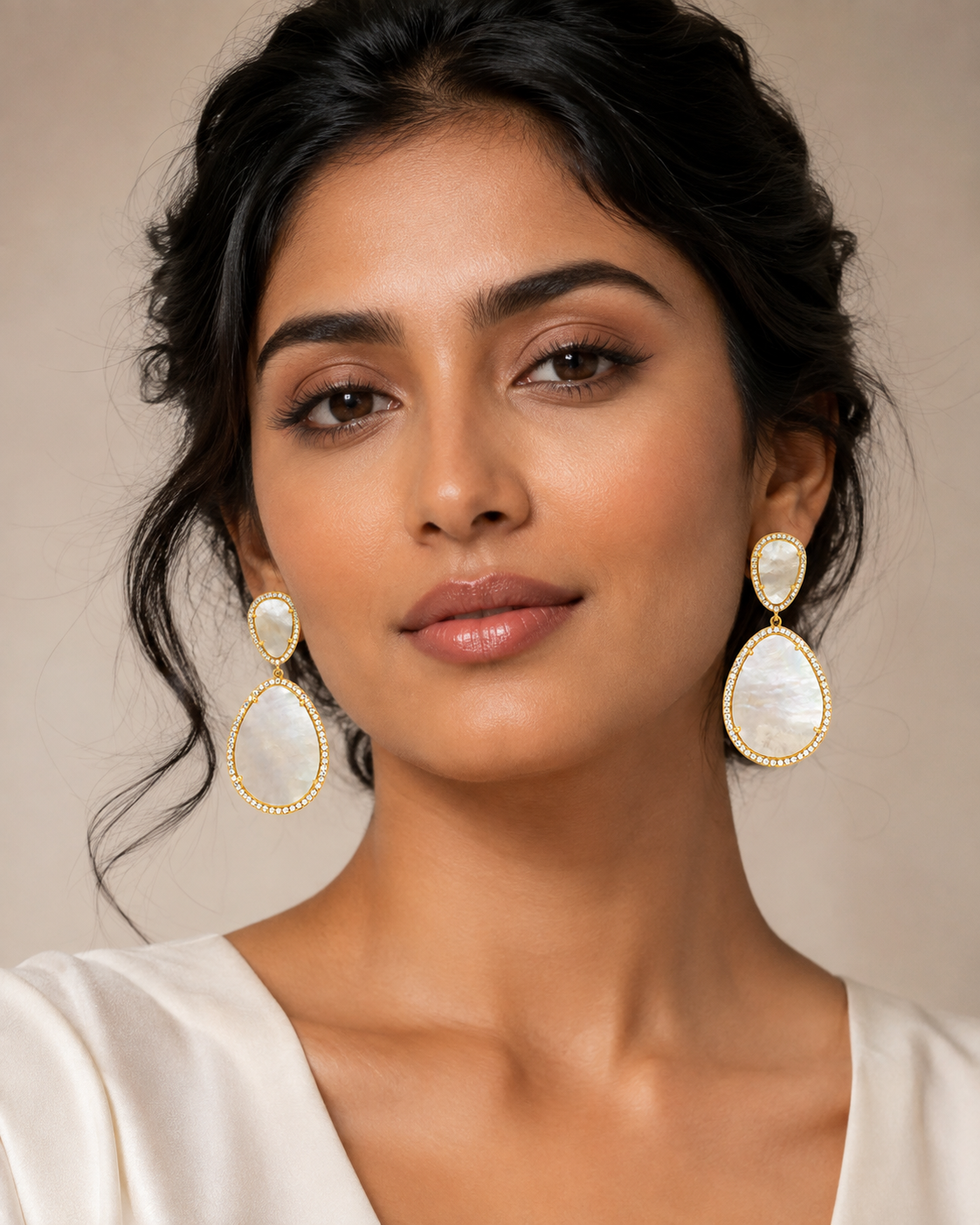 Susan Hanover Mother of Pearl Free Form Earrings