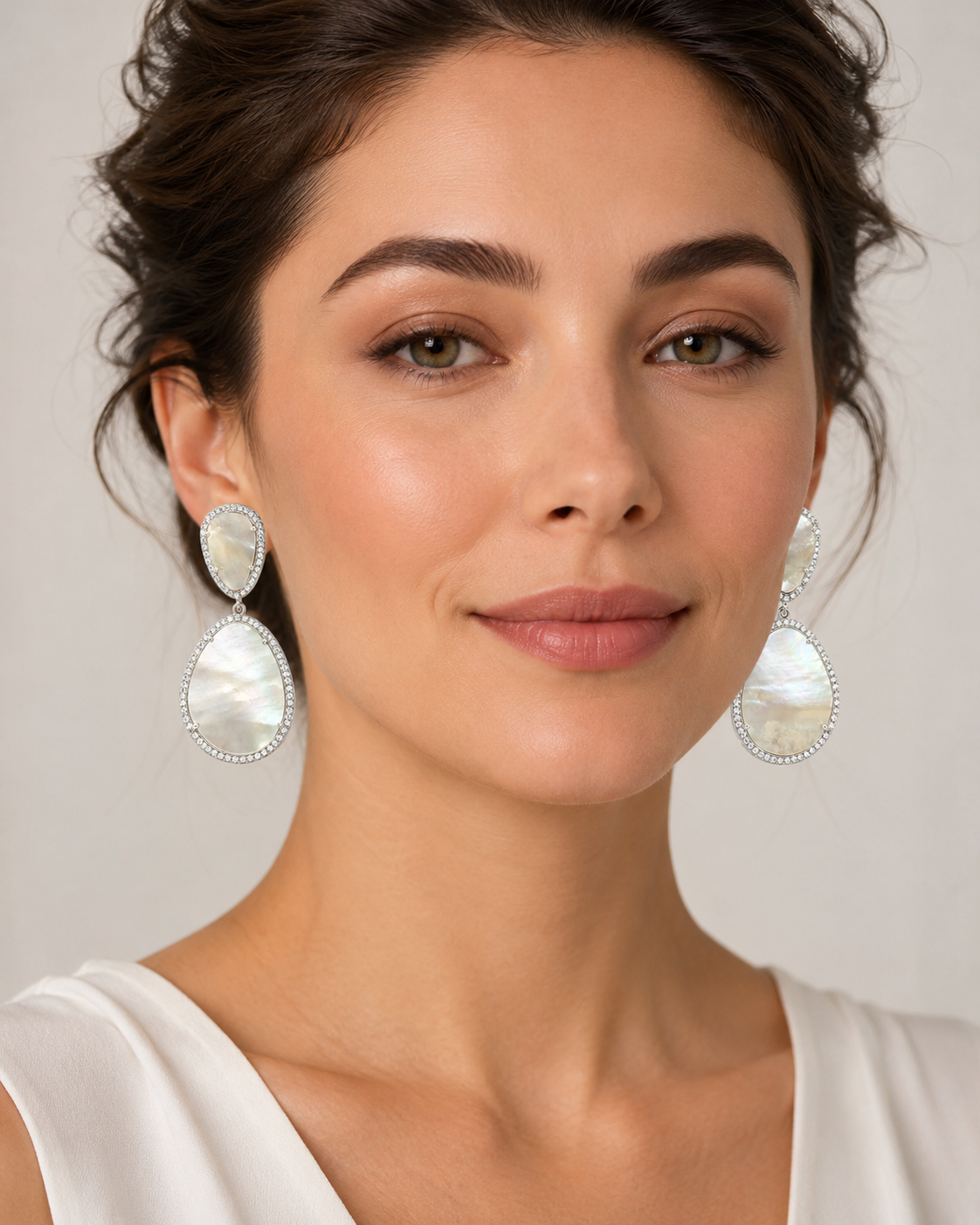 Susan Hanover Mother of Pearl Free Form Earrings
