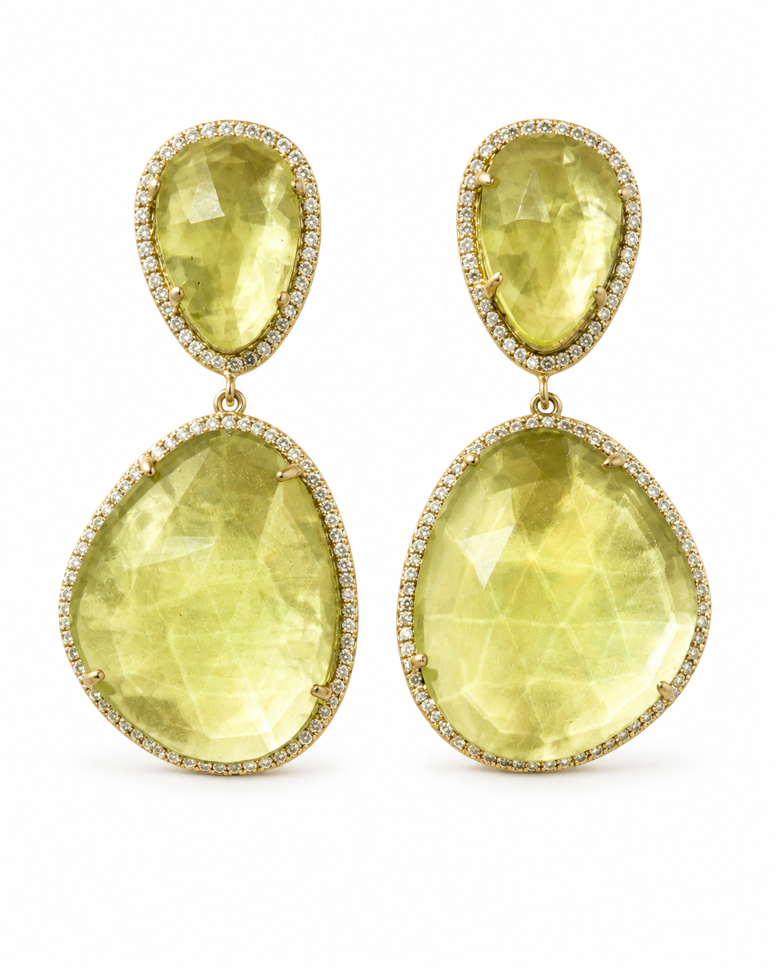 Susan Hanover Sage Green Silver Free Form Earrings