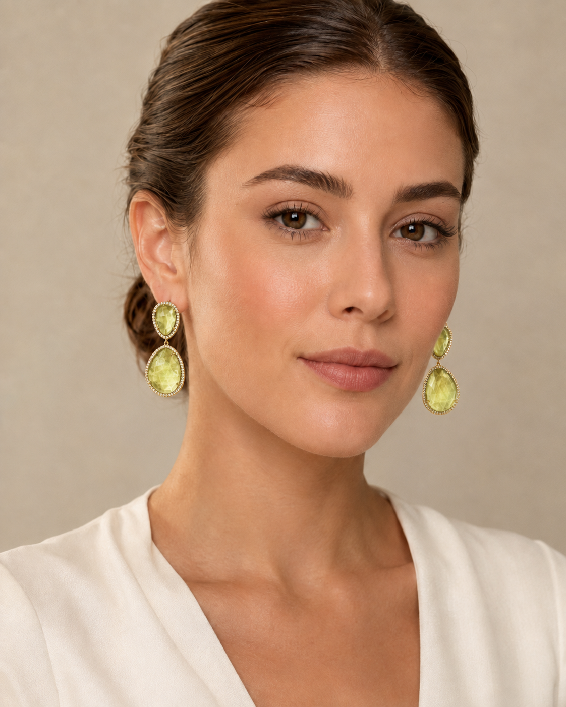 Susan Hanover Sage Green Silver Free Form Earrings