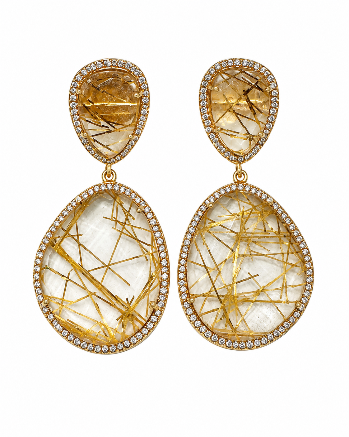Susan Hanover Rutilated Quartz Free Form Earrings
