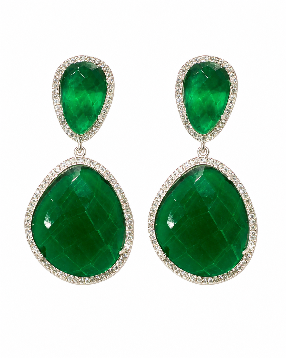 Susan Hanover Hunter Green Silver Free Form Earring