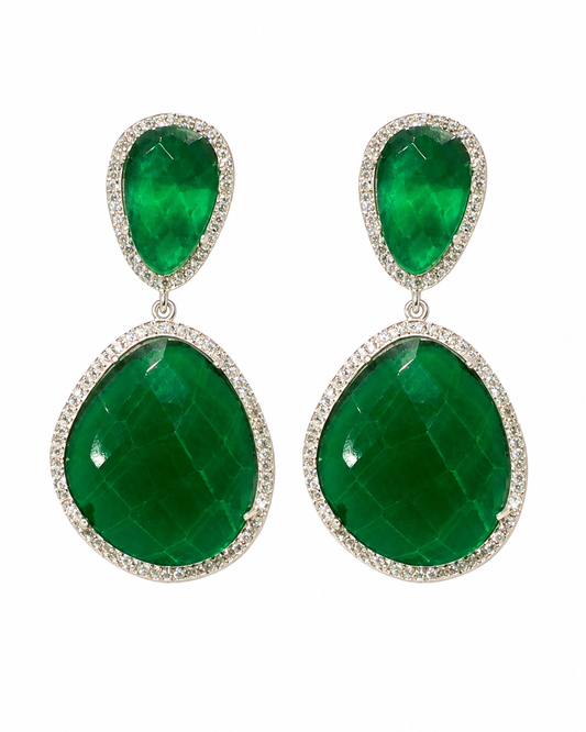 Susan Hanover Hunter Green Silver Free Form Earring