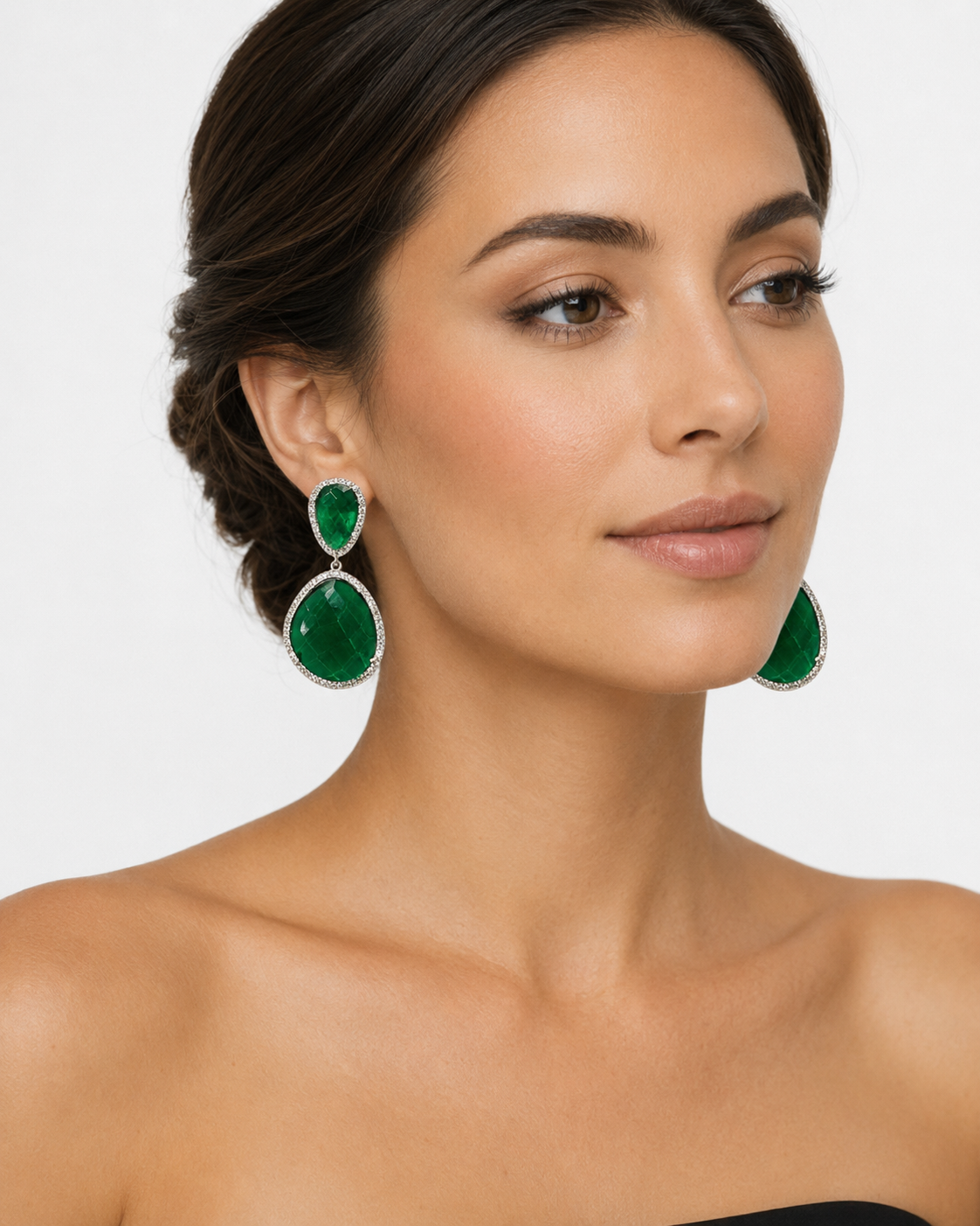 Susan Hanover Hunter Green Silver Free Form Earring