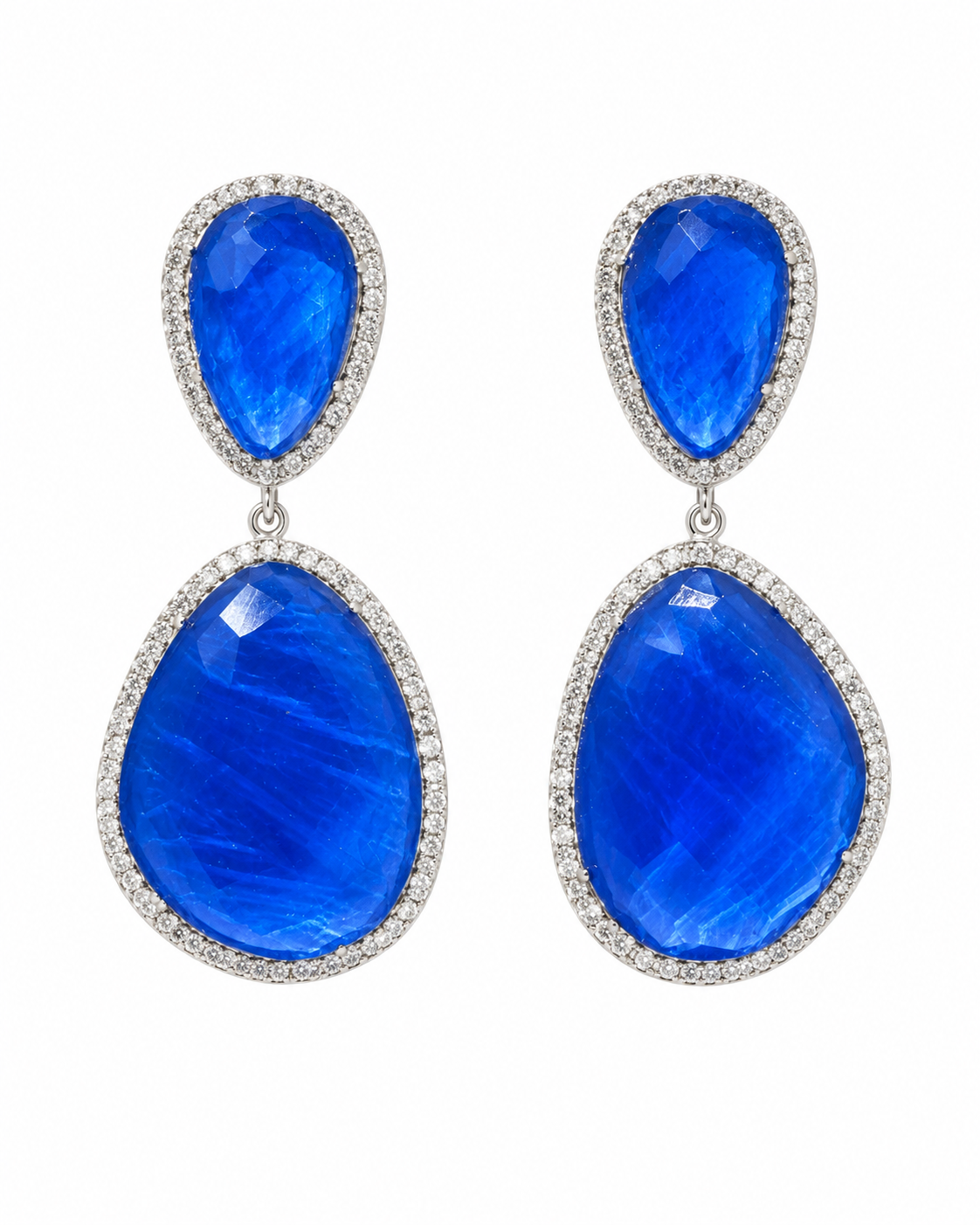 Susan Hanover Mykonos Blue Silver Free Form Earring
