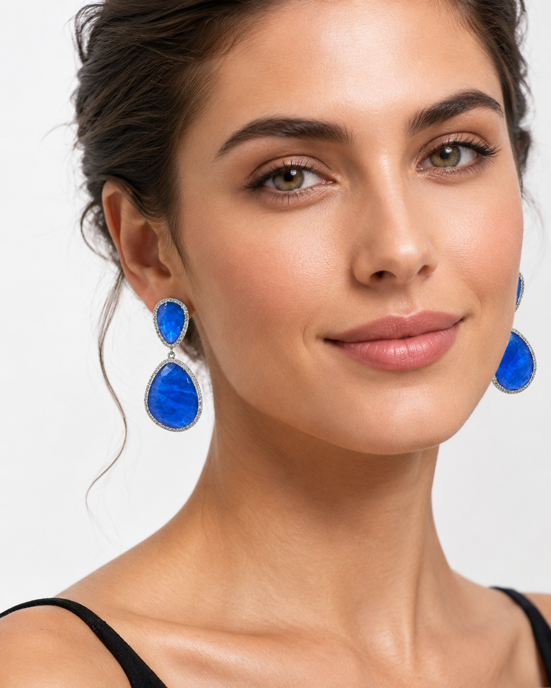 Susan Hanover Mykonos Blue Silver Free Form Earring