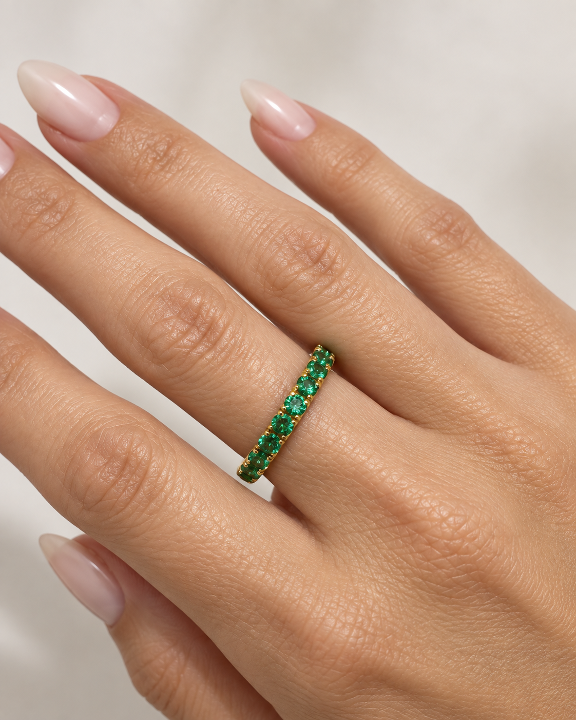 Gold Emerald Band Ring