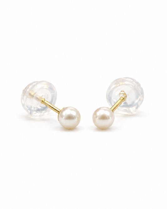 Gold Baby Pearl Stud Earrings