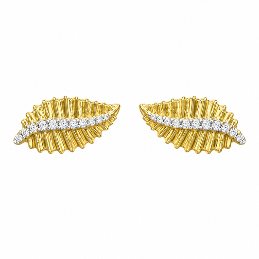 Gold Leaf Stud Earrings