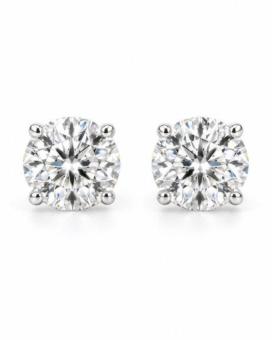 Gold Lab-Grown 1.54CTS Round Diamond White Gold Stud Earrings