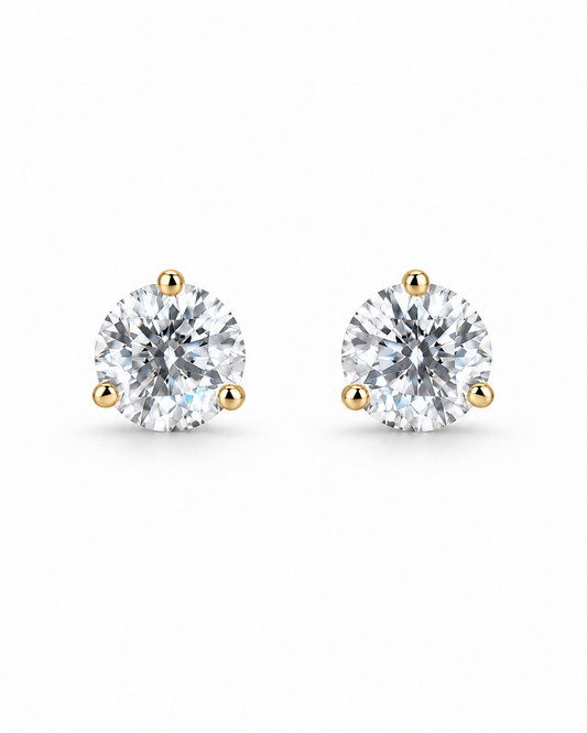 Gold Lab-Grown 1.52CTS Round Diamond Yellow Gold Stud Earrings