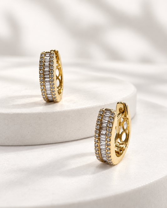 Gold Amelia Diamond Hoop Earrings