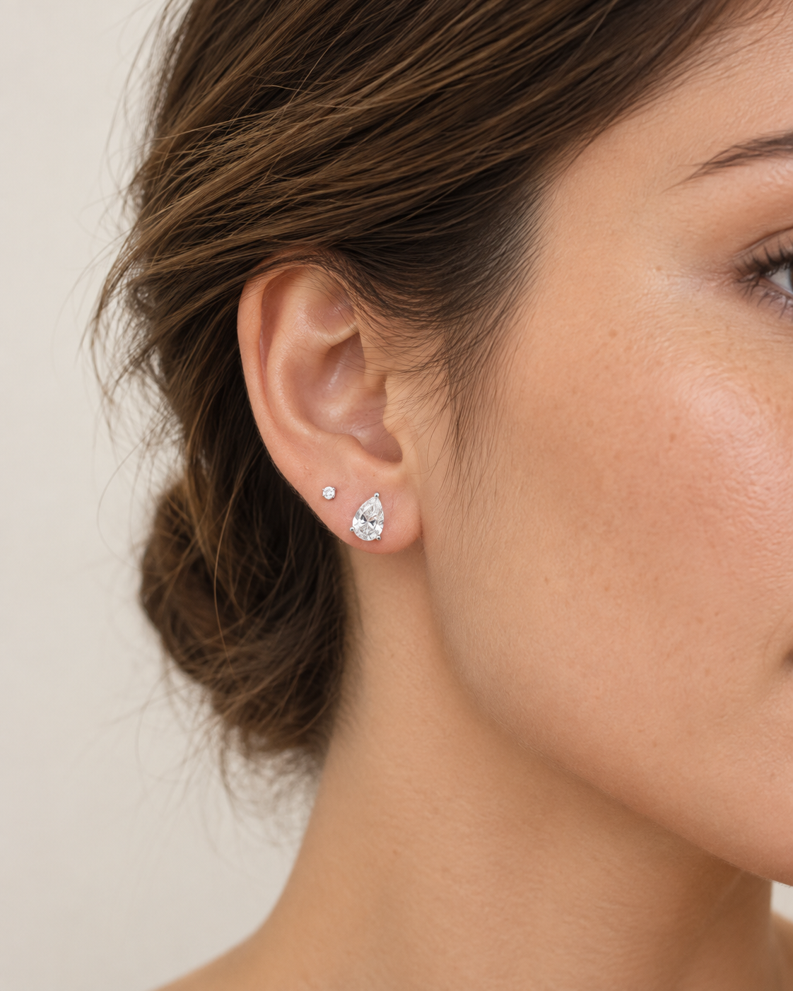 Gold Lab-Grown 2.01CTS Pear Shaped Diamond Stud Earrings