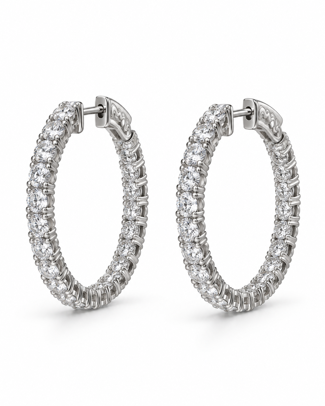 Gold Lab-Grown Riviera Diamond Hoop Earrings