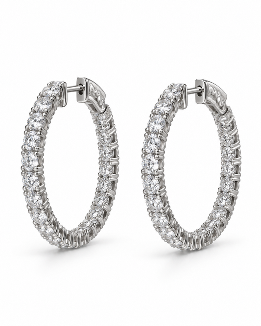 Gold Lab-Grown Riviera Diamond Hoop Earrings