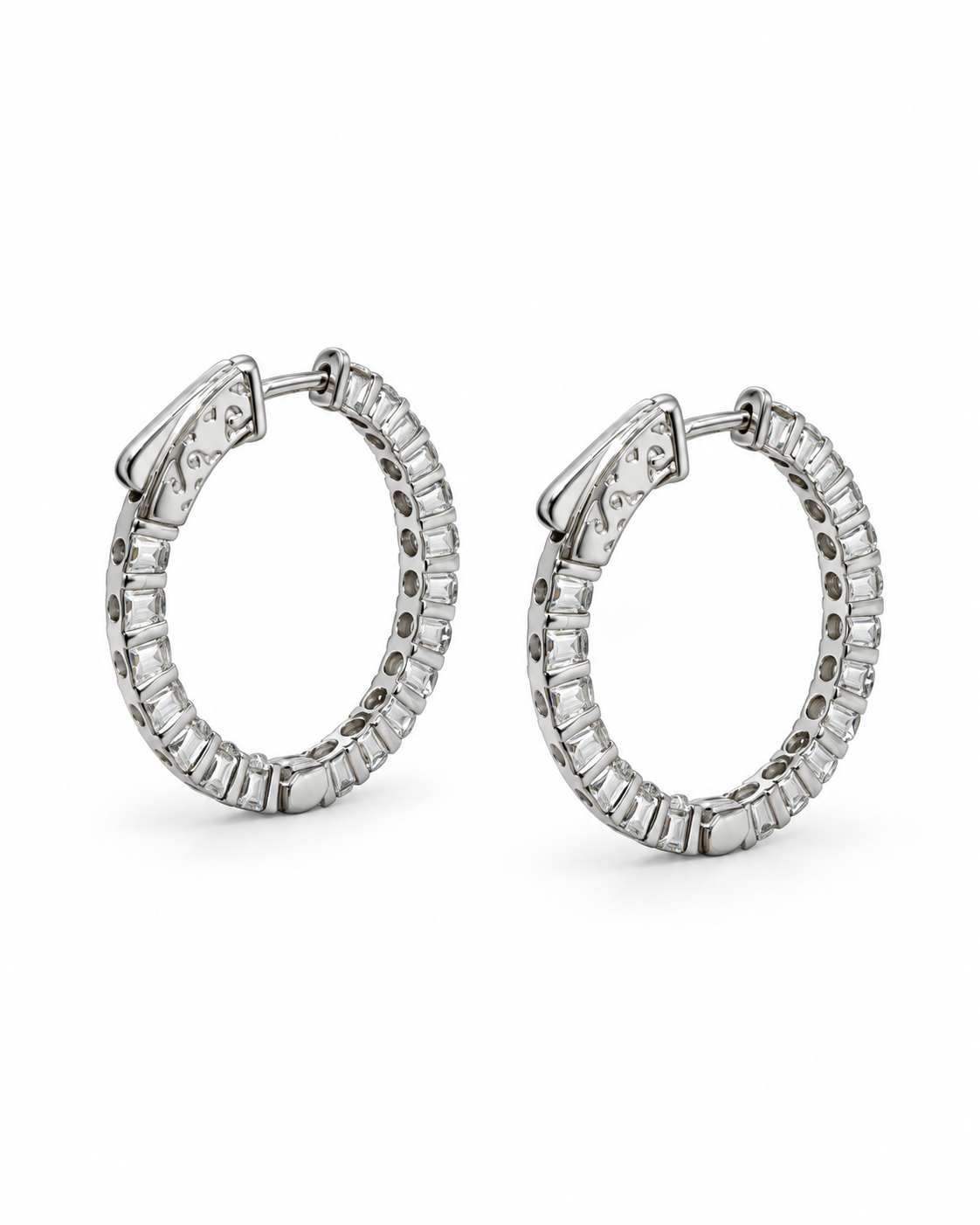 Gold Lab-Grown Riviera Diamond Hoop Earrings
